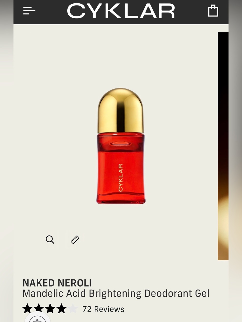 CYKLAR Naked Neroli Mandelic Acid Brightening Deodorant Gel